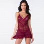 Summer Sexy Lace Babydoll Strap Nightgown Lingerie Burgundy