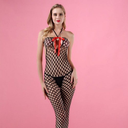 Halter Bodystocking Sling Lingerie Mesh Bodysuit