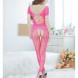 Sexy Slim Tight Pantyhose Crotchless Bodystocking Hot Pink