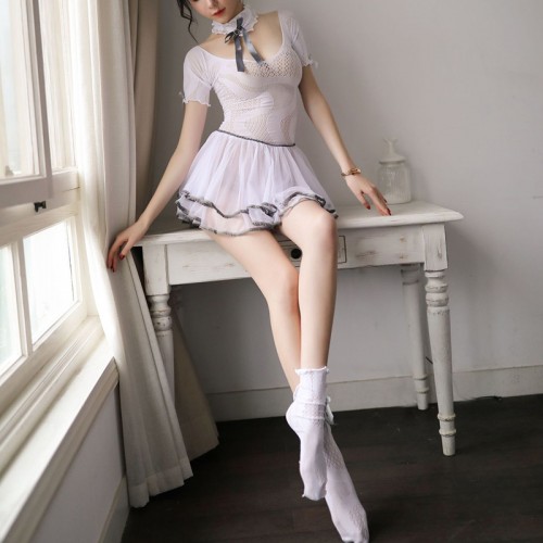 School Girl Mesh Dress Hot Stockings Ladies Lingerie