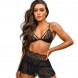 Lace Bralette with Mini Skirt Teddy Lingerie Set Black