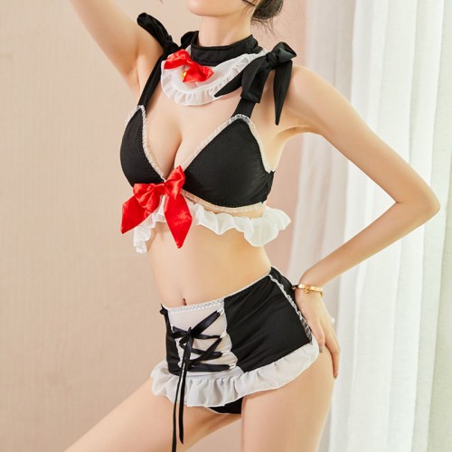 Maid Cosplay Costume V-neck Lingerie Set