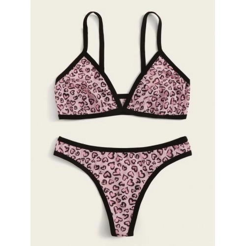 Women Lingerie Set Sexy Love Printed Bra and Panty Set