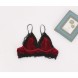 Lace Flannel Sexy Bra and Panty 2 Piece Lingerie Set