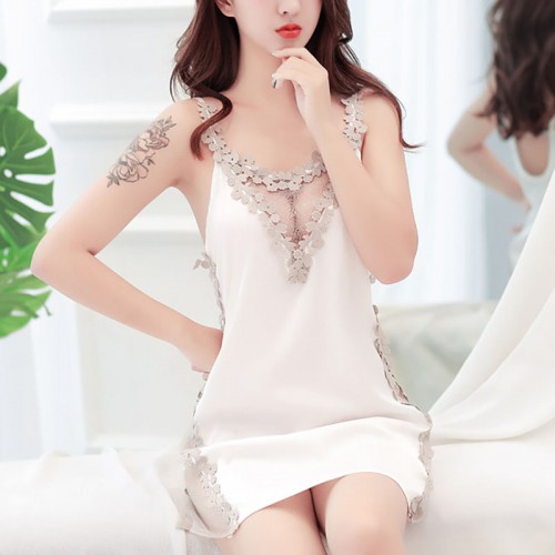 Lace Babydoll Chemises Sexy Lingerie Dress White