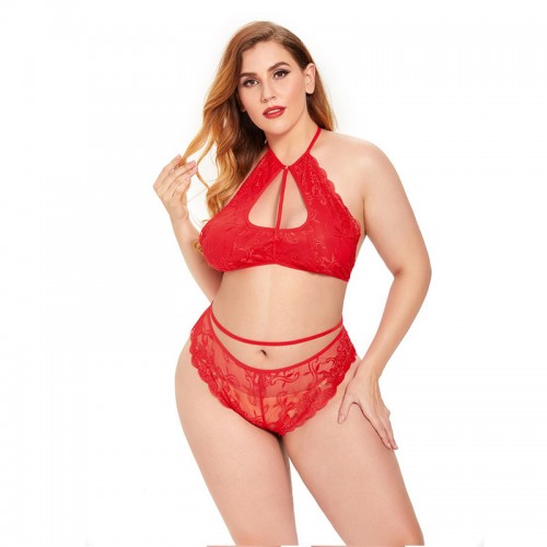 Plus Size 2 Piece Lace Lingerie Set Nightwear