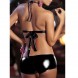 Women's Patent Leather Metallic Lingerie Bikini G-String Set Swimsuit Black