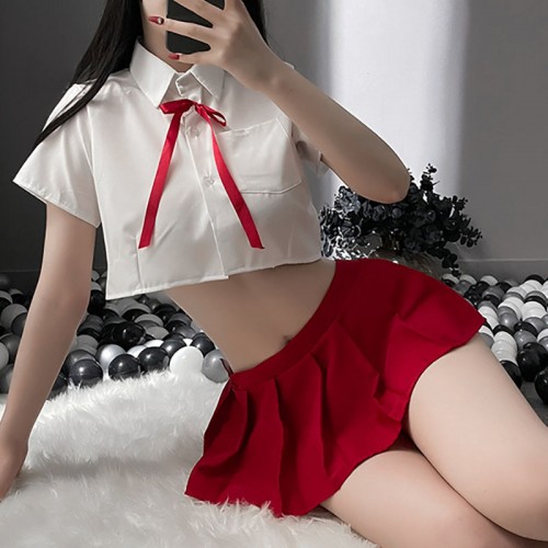 Sexy Roleplay Lingerie Set Student Costume Red