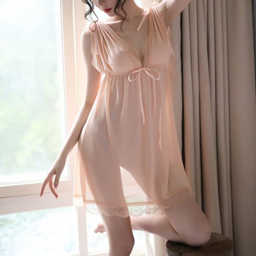 Robe Sexy Lingerie Mesh Nightgown Cover Up Blush