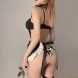 Sexy Fantasy Roleplay Cosplay Lingerie Set Black