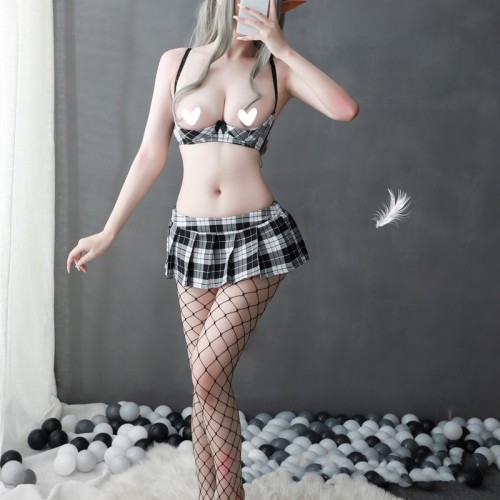 School girl Costume Lingerie Set Cut Out