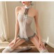 Sexy See Through Halter Neck Bodysuit Lingerie Grey