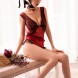 Lingerie Lace Deep V-neck Ruffle Teddy Sleepwear Red