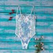 Floral Embroidered Sheer Mesh Lingerie Teddy Bodysuit Blue