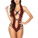 Sexy Bodysuit Deep V Lingerie With Bow Red