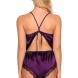 Halter V-neck Sexy Lace Edge Lingerie Purple