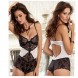 One Piece Bodysuit Eyelashes Lace Babydoll With Halter Neck